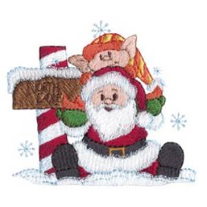 Picture of Santa with Elf Machine Embroidery Design