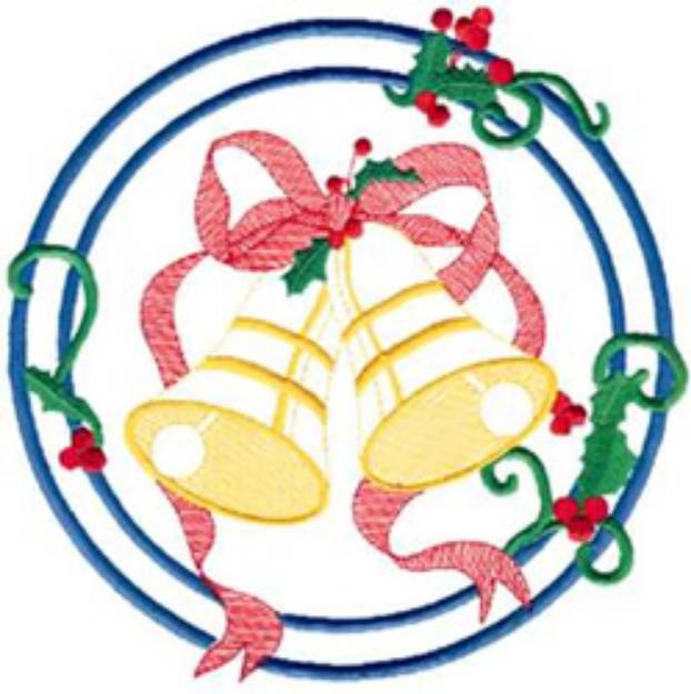 Picture of Christmas Bells Circle Machine Embroidery Design