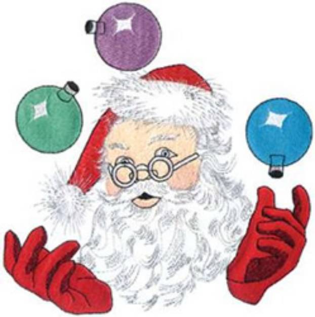 Picture of Santa Juggling Bulbs Machine Embroidery Design