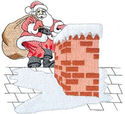 Santa on Rooftop Machine Embroidery Design