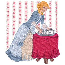 Lady Serving Drinks Machine Embroidery Design