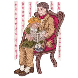 Dad Reading Machine Embroidery Design