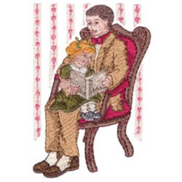 Picture of Dad Reading Machine Embroidery Design