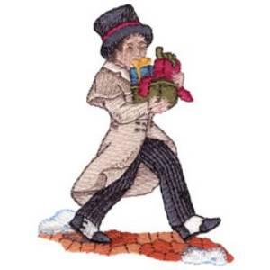Picture of Man Carrying Gifts Machine Embroidery Design