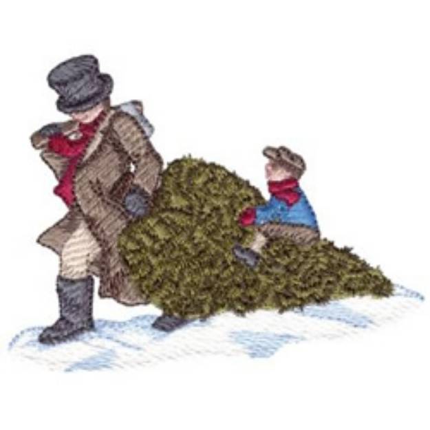 Picture of Bringing Home The Christmas Tree Machine Embroidery Design