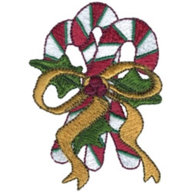 Picture of Candy Canes & Holly Machine Embroidery Design