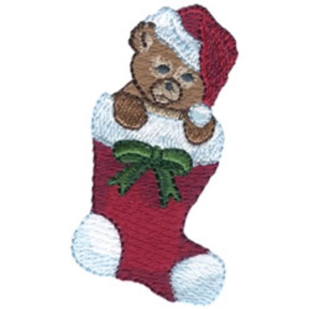 Picture of Teddy Bear In Stocking Machine Embroidery Design