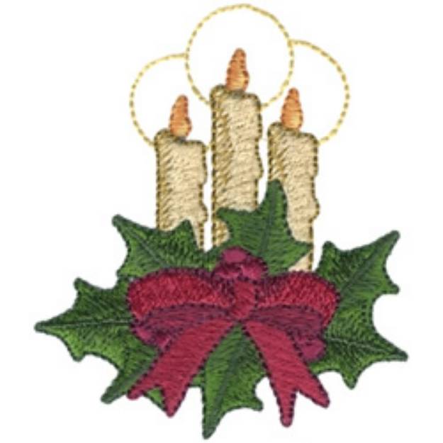 Picture of Candles & Holly Machine Embroidery Design