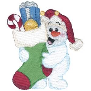 Picture of Snowman W/ Stocking Machine Embroidery Design