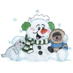 Snowman & Friends Machine Embroidery Design
