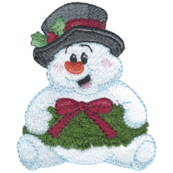 Snowman With Wreath Machine Embroidery Design