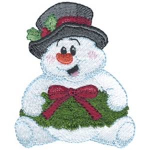 Picture of Snowman With Wreath Machine Embroidery Design