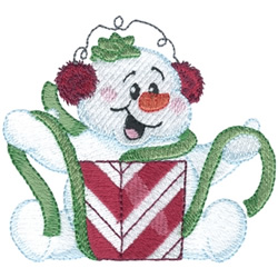 Snowman Wrapping Present Machine Embroidery Design