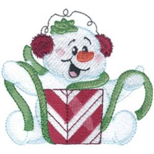 Picture of Snowman Wrapping Present Machine Embroidery Design
