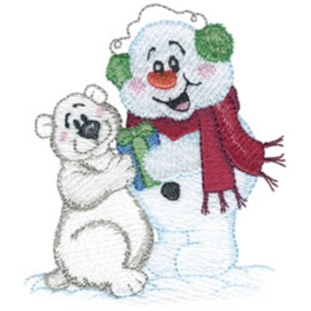 Picture of Snowman & Polar Bear Machine Embroidery Design