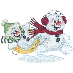 Sledding Snowbaby Machine Embroidery Design