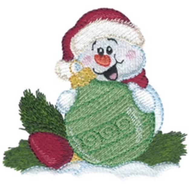 Picture of Snowman W/ Ornaments Machine Embroidery Design