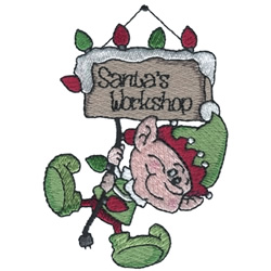 Elf Hanging From Lights Machine Embroidery Design