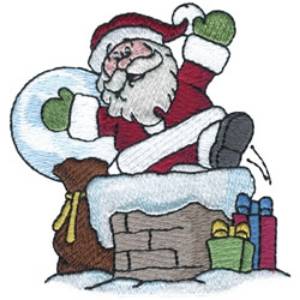 Picture of Santa On The Roof Top Machine Embroidery Design