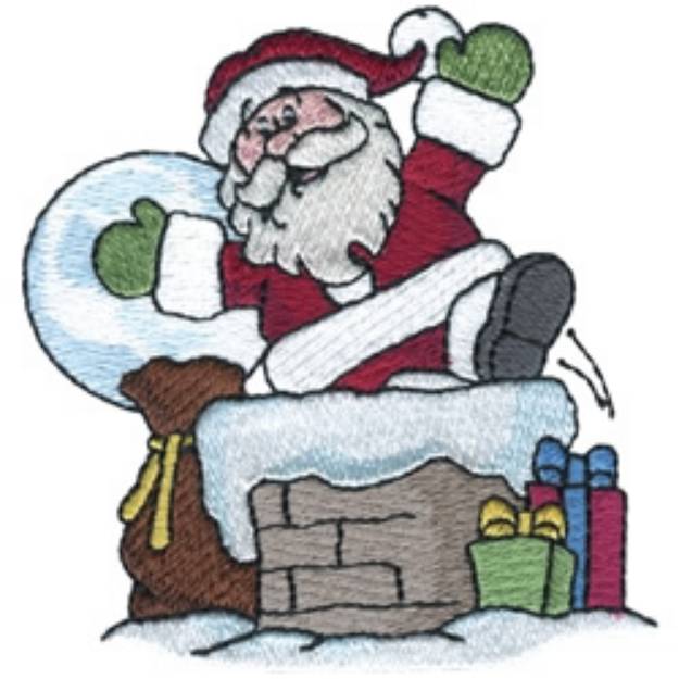 Picture of Santa On The Roof Top Machine Embroidery Design