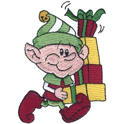Elf With Presents Machine Embroidery Design