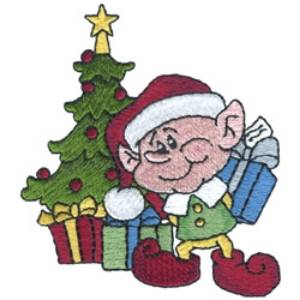 Picture of Elf with  Presents Machine Embroidery Design