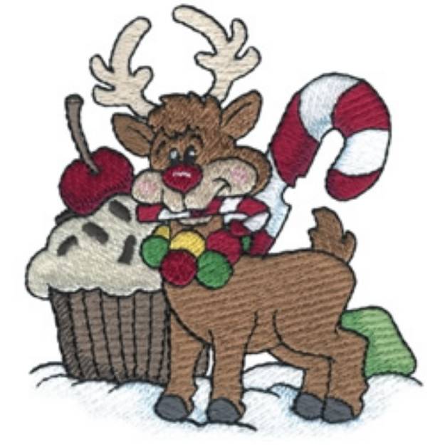 Picture of Reindeer Eating Treats Machine Embroidery Design