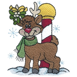 Reindeer W/ Mistletoe Machine Embroidery Design