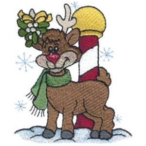 Picture of Reindeer W/ Mistletoe Machine Embroidery Design