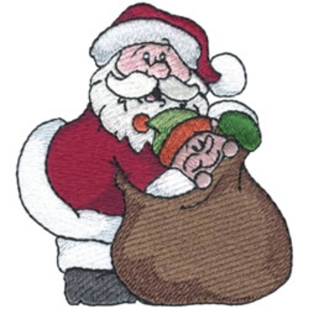 Picture of Santa With Toy Bag Machine Embroidery Design