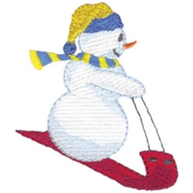 Picture of Snowman Sleding Machine Embroidery Design