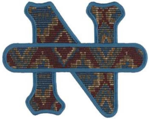 Picture of Letter N Applique with Banner Machine Embroidery Design