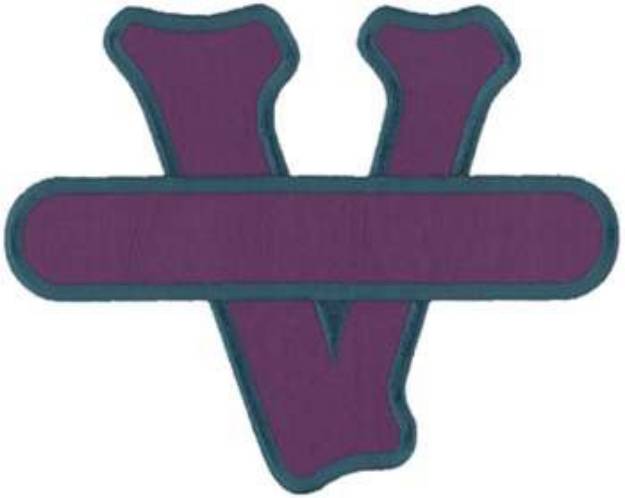 Picture of Letter V  Applique with Banner Machine Embroidery Design