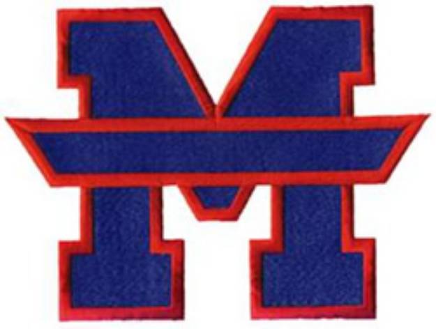 Picture of Letter M with Banner Machine Embroidery Design