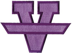 Letter V with Banner Machine Embroidery Design