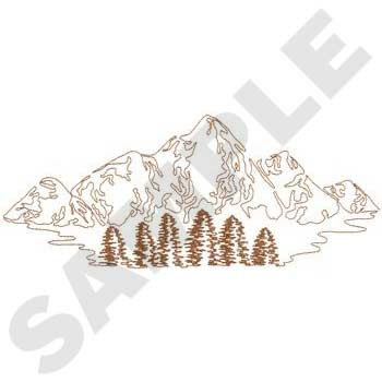 Mountains & Trees Machine Embroidery Design