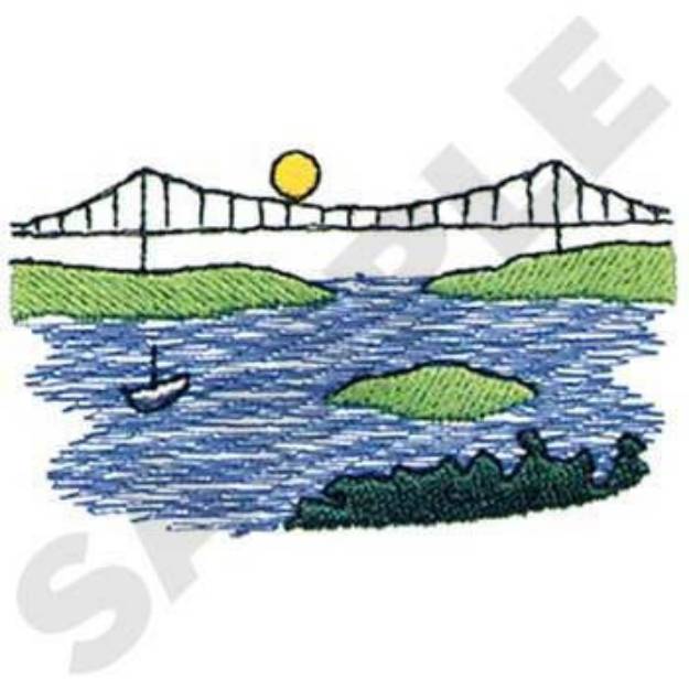 Picture of Bridge Scene Machine Embroidery Design