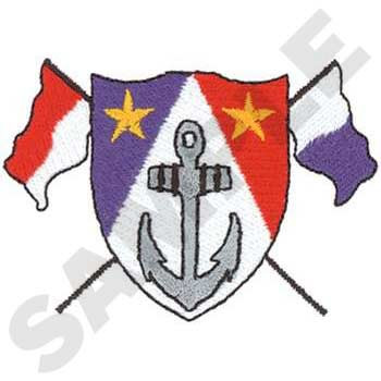 Anchor With Flags Crest Machine Embroidery Design