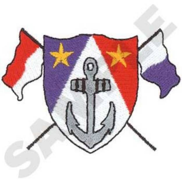 Picture of Anchor With Flags Crest Machine Embroidery Design