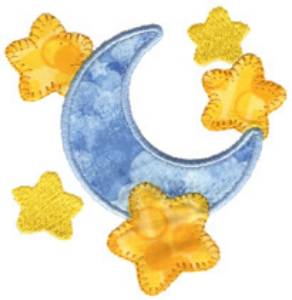 Picture of Moon & stars Applique Machine Embroidery Design