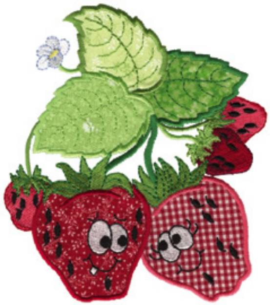 Picture of Strawberries Applique Machine Embroidery Design