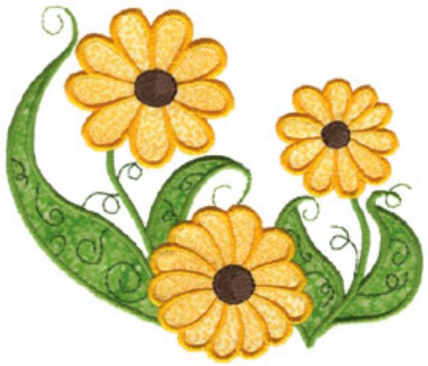 Picture of Daisies Applique Machine Embroidery Design