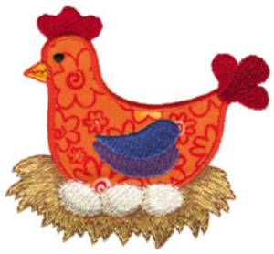 Picture of Hen W/Nest Applique Machine Embroidery Design