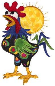 Picture of Crowing Rooster Applique Machine Embroidery Design