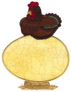 Picture of Hen On Egg Applique Machine Embroidery Design