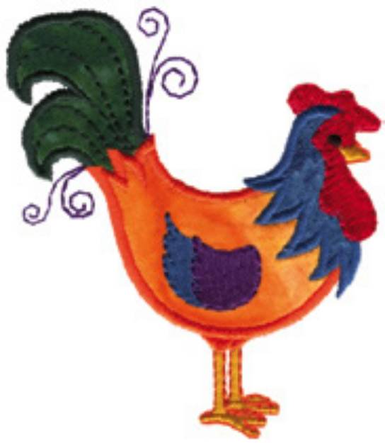 Picture of ROOSTER APPLIQUE Machine Embroidery Design