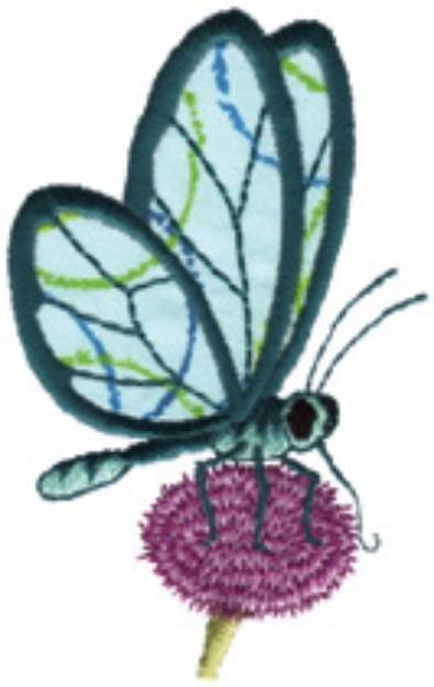 Picture of Butterfly On Flower Machine Embroidery Design