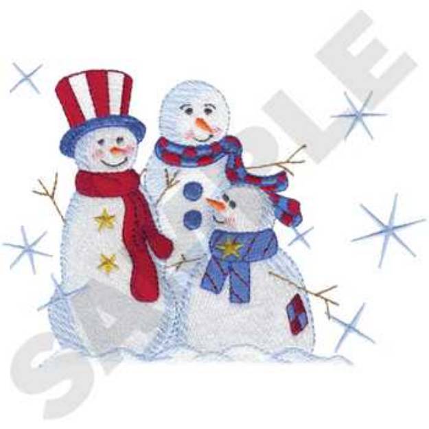 Picture of Patriotic Snowpeople Machine Embroidery Design