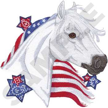 Patriotic Horse Machine Embroidery Design