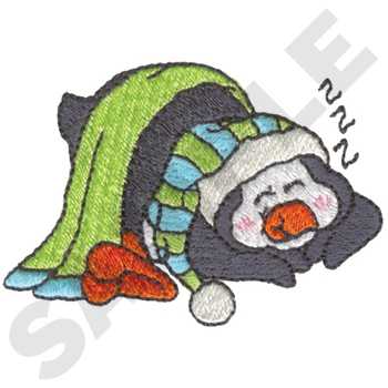 Sleeping Penguin Machine Embroidery Design